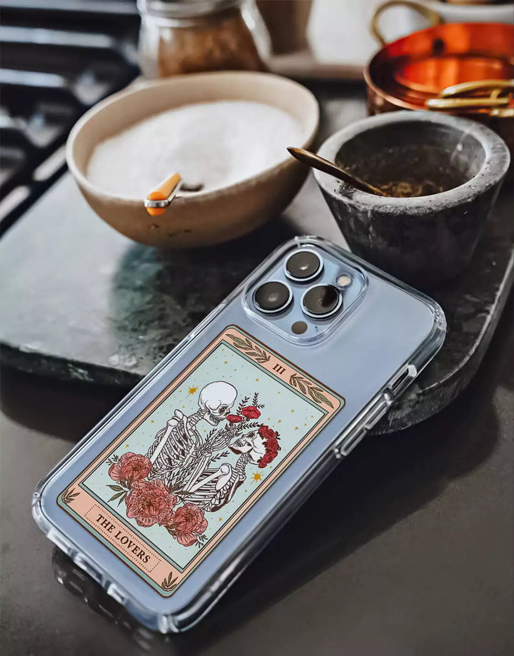 Skeleton Tarot Card Phone Case for iPhone 15 14 13 12 11 Pro Max Case iPhone 15 14 13 12 Lovers Tarot Card Case iPhone XS Max XR 7 8 Plus SE