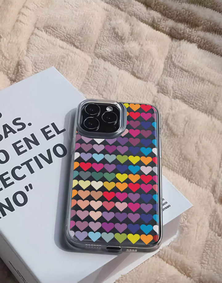 Rainbow Hearts Phone Case for iPhone 16 15 14 13 12 11 Pro Max Clear Love Case iPhone 14 13 12 Colorful Heart Case XS Max iPhone XR 7 8 Plus SE 20