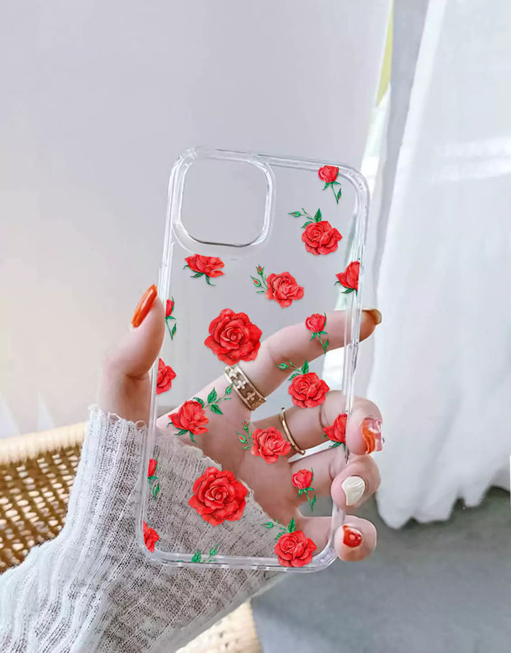 Cute Watercolor Roses Phone Case for iPhone 15 14 13 12 11 Pro Max Red Roses iPhone 15 14 13 12 11 Case iPhone XS Max X XR 7 8 Plus SE Case