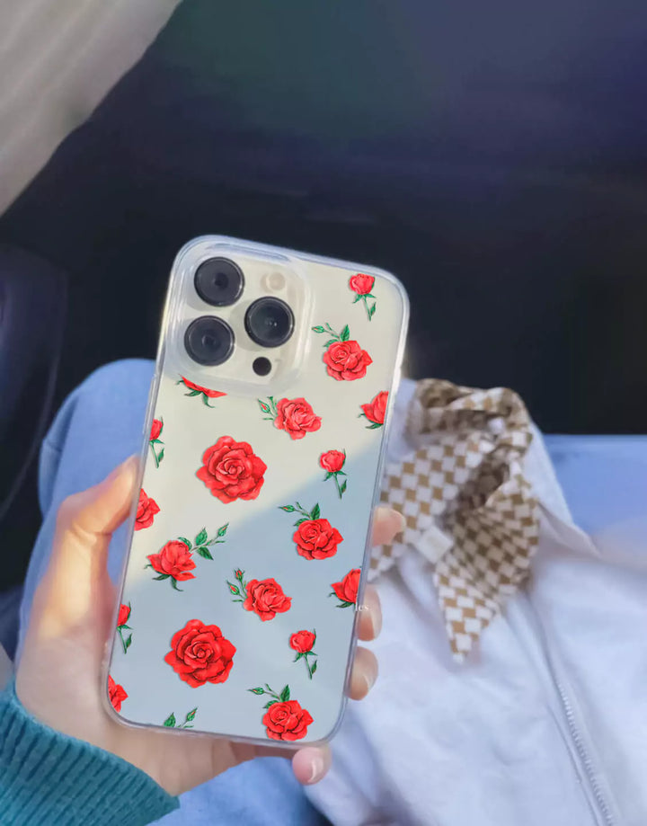 Cute Watercolor Roses Phone Case for iPhone 15 14 13 12 11 Pro Max Red Roses iPhone 15 14 13 12 11 Case iPhone XS Max X XR 7 8 Plus SE Case