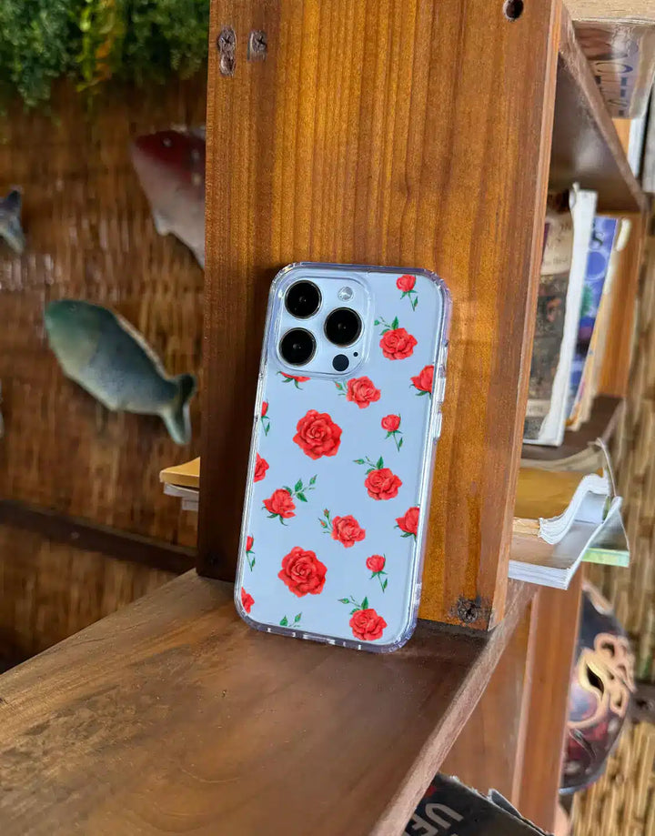 Cute Watercolor Roses Phone Case for iPhone 15 14 13 12 11 Pro Max Red Roses iPhone 15 14 13 12 11 Case iPhone XS Max X XR 7 8 Plus SE Case