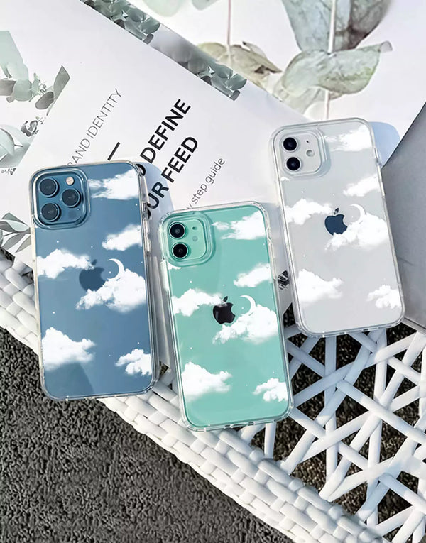 Pretty Clouds Clear Phone Case for iPhone 14 13 12 11 Pro Max Aesthetic Case iPhone 14 13 12 Clouds Phone Case XS Max iPhone XR 7 8 Plus SE