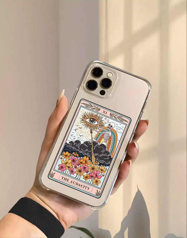 The Audacity Tarot Phone Case for iPhone 14 13 12 11 Pro Max, Clear Phone Case for iPhone 14 13 12 11 Pro, Cute iPhone Case XS Max XR 7 8 SE 2022