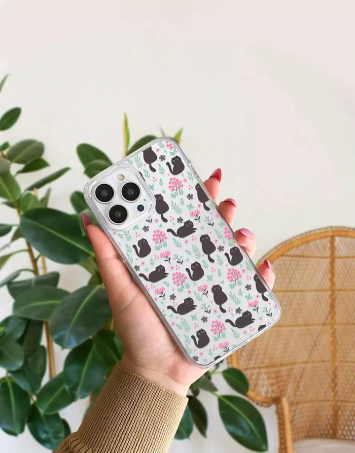 Black Cat Phone Case for iPhone 14 13 12 11 Pro Max Mini Flowers Case iPhone 14 13 12 Aesthetic Grunge Case iPhone XS Max iPhone 7 8 Plus SE