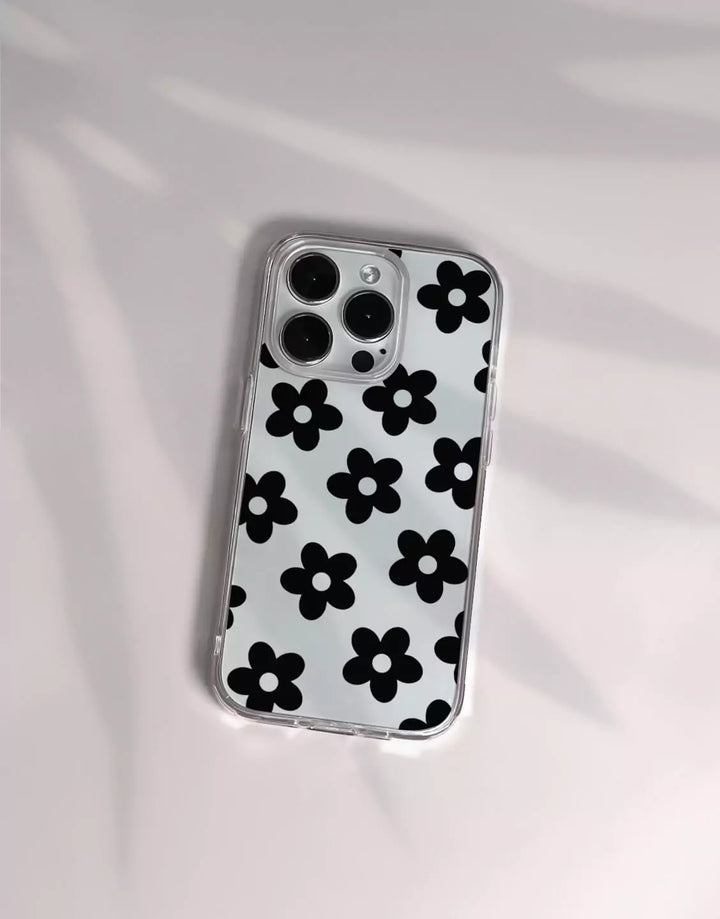 Cute Black Flower Phone Case for iPhone 15 14 13 12 11 Pro Max Aesthetic Clear Case iPhone 15 14 13 Clear Case XS Max iPhone XR 7 8 Plus SE