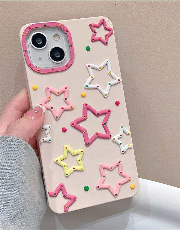 Cute Pink 3D Stars iPhone Case