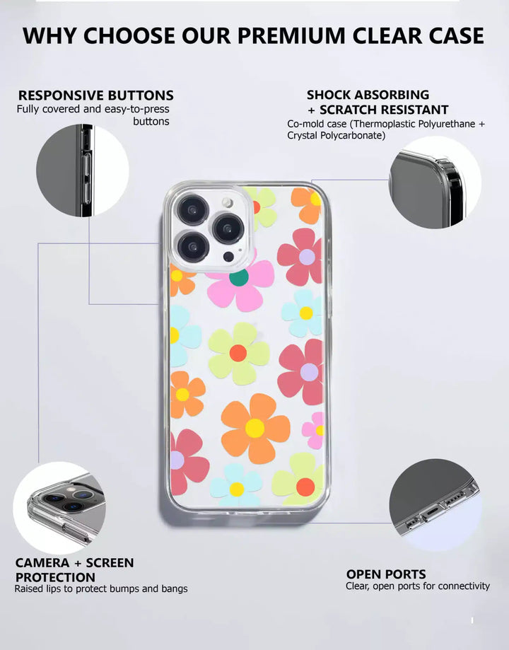 Flower Power Phone Case for iPhone 16 15 14 13 12 11 Pro Max Retro Floral Phone Case Aesthetic iPhone 15 14 13 12 Pro Cute Case iPhone XS Max XR SE