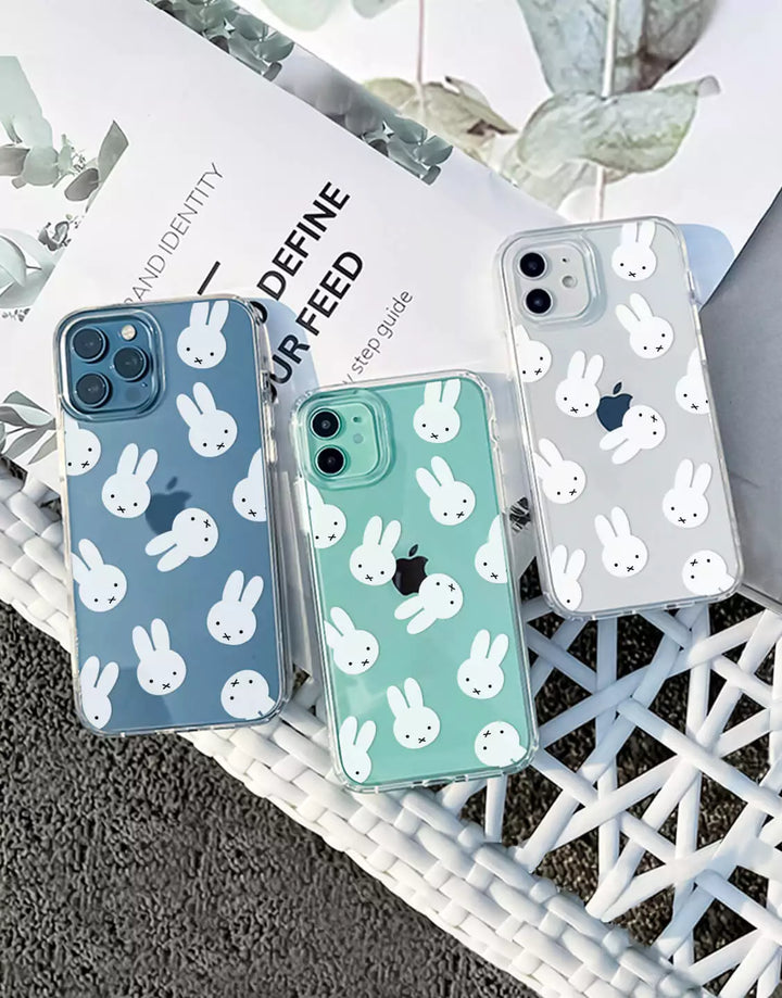 Cute Rabbit Phone Case for iPhone 15 14 13 12 11 Pro Max XR XS Aesthetic Kawaii Rabbit Case