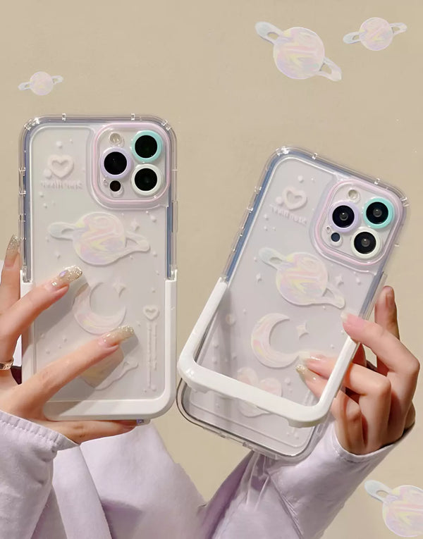 Planet Moon Clear iPhone Case With Stand Holder