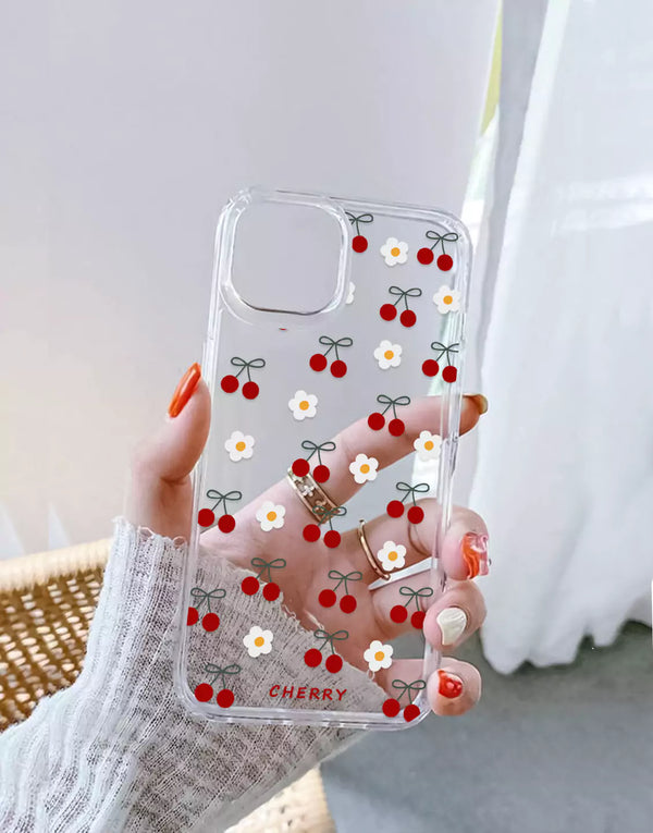 Kawaii Cherry Daisy iPhone Case