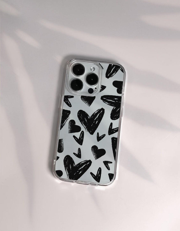 Grunge Aesthetic Black Hearts iPhone Case - URBANLUSA