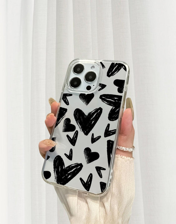Grunge Aesthetic Black Hearts iPhone Case - URBANLUSA