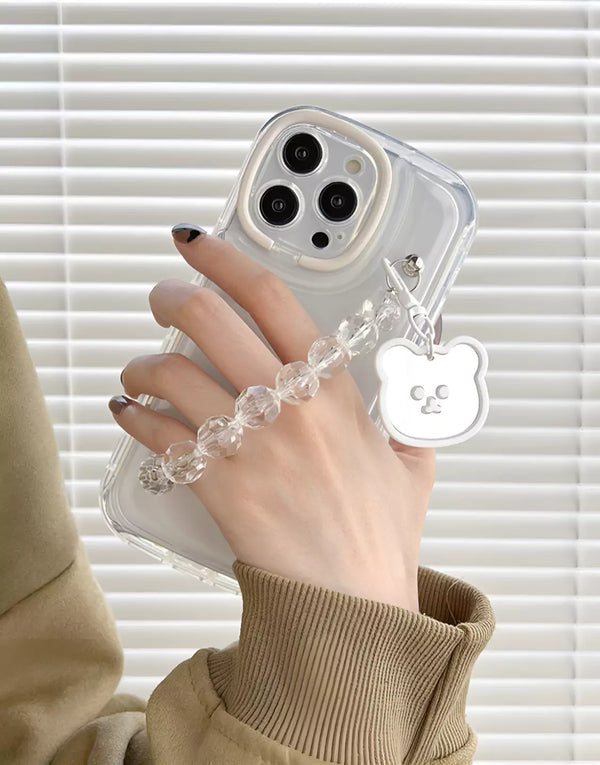 Aesthetic Cute Mirror Bear Bracelet Clear iPhone Case