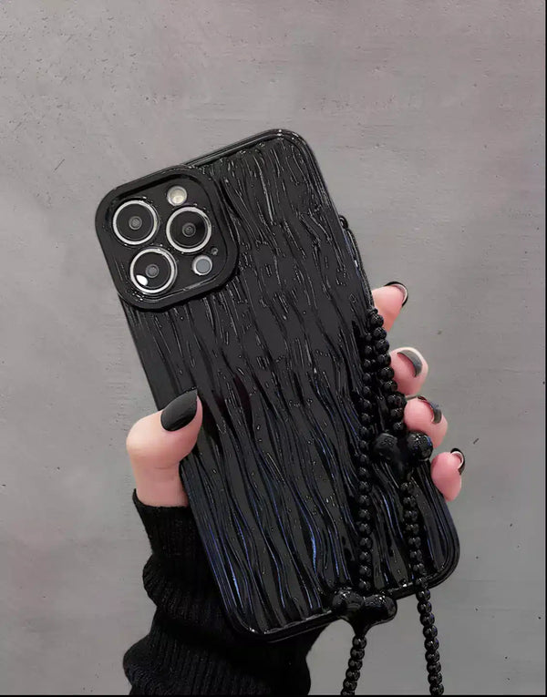 Black Grunge Ripple Pattern iPhone Case