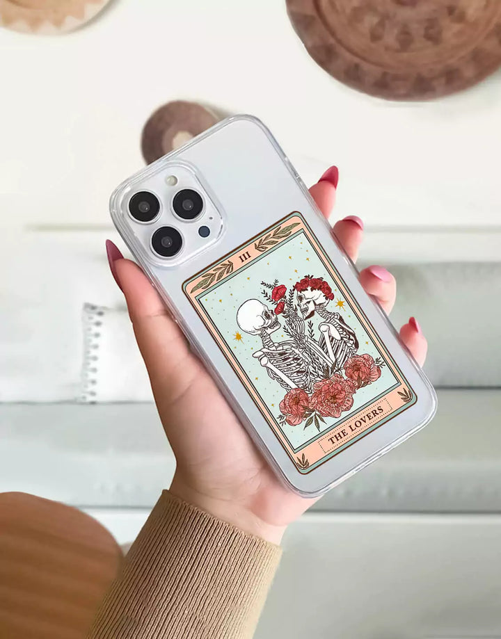 Skeleton Tarot Card Phone Case for iPhone 15 14 13 12 11 Pro Max Case iPhone 15 14 13 12 Lovers Tarot Card Case iPhone XS Max XR 7 8 Plus SE