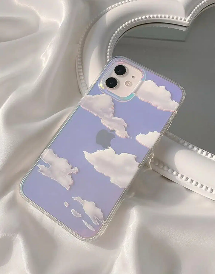 Pretty Aesthetic Cloud Laser Phone Case for iPhone 15 14 13 12 Pro Max Case iPhone 15 14 13 12 Pro Aesthetic iPhone Case Laser 