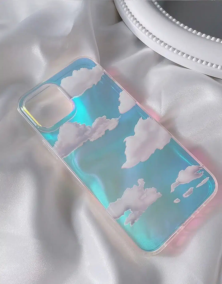 Pretty Aesthetic Cloud Laser Phone Case for iPhone 15 14 13 12 Pro Max Case iPhone 15 14 13 12 Pro Aesthetic iPhone Case Laser 