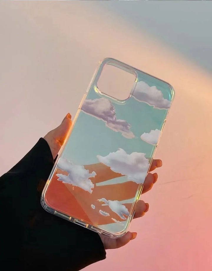 Pretty Aesthetic Cloud Laser Phone Case for iPhone 15 14 13 12 Pro Max Case iPhone 15 14 13 12 Pro Aesthetic iPhone Case Laser 