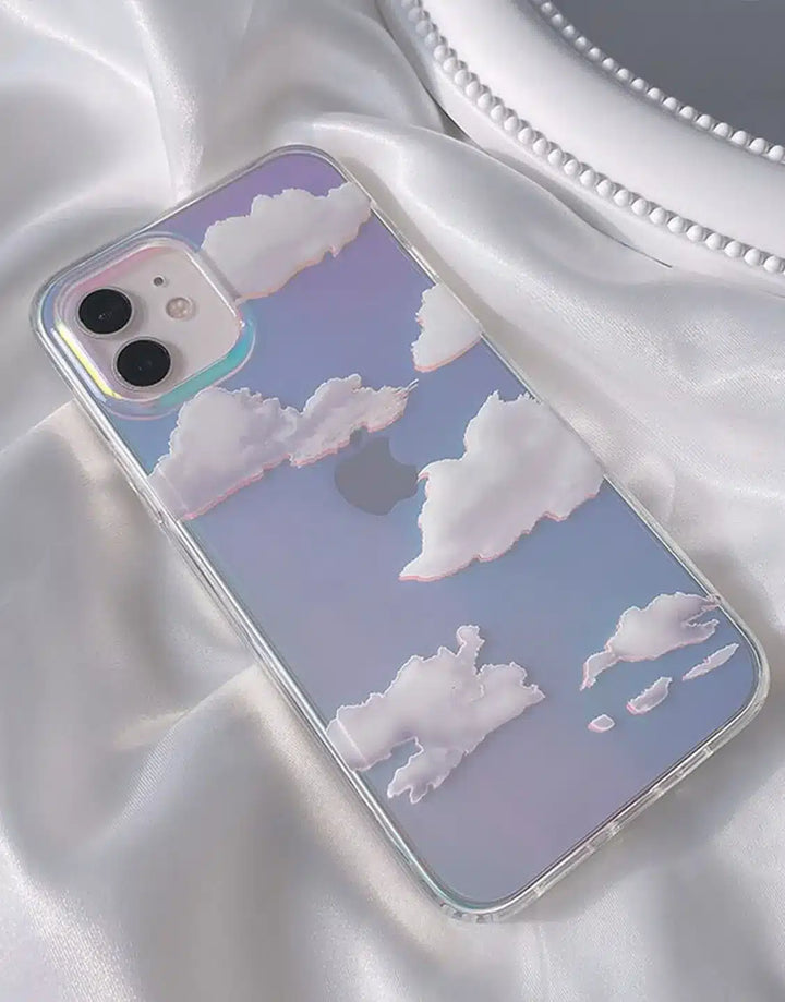 Pretty Aesthetic Cloud Laser Phone Case for iPhone 15 14 13 12 Pro Max Case iPhone 15 14 13 12 Pro Aesthetic iPhone Case Laser 