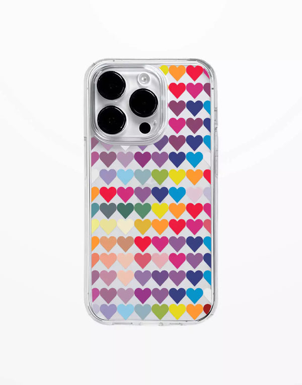 Rainbow Hearts Phone Case for iPhone 16 15 14 13 12 11 Pro Max Clear Love Case iPhone 14 13 12 Colorful Heart Case XS Max iPhone XR 7 8 Plus SE 20