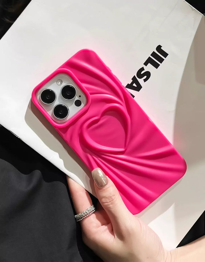 Matte 3D Wrinkled Heart iPhone Case - URBANLUSA
